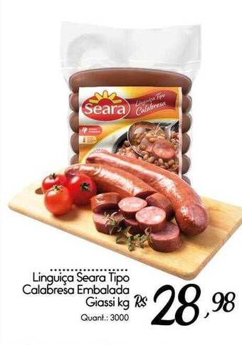 Giassi Supermercados Linguiça Seara Tipo Calabresa Embalada Giassi Kg oferta