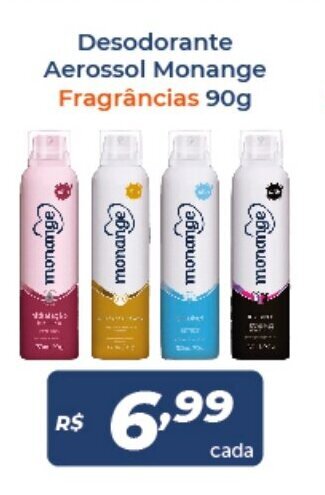 Desodorante Aerossol Monange fragrancias 90g
