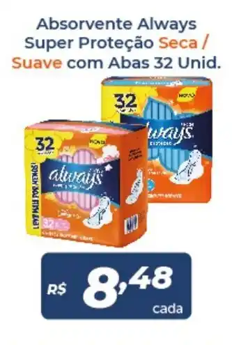 Atakarejo Absorvente Always super protecao Seca/ Suave com Abas 32 unid. oferta