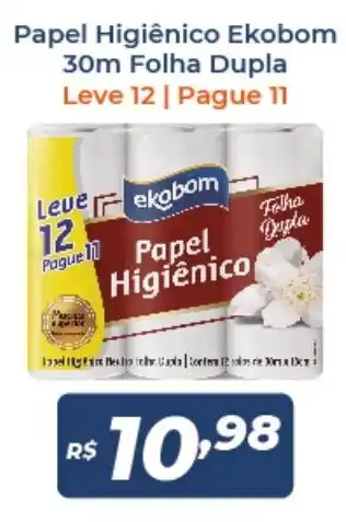 Atakarejo Papel Higiénico Ekobom 30m Folha Dupla Leve 12 Pague 11 oferta