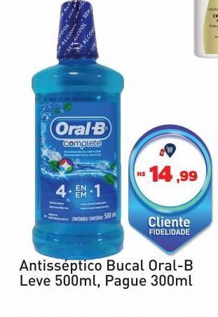 Tonin Superatacado Antisséptico bucal oral-b leve 500ml, pague 300ml oferta