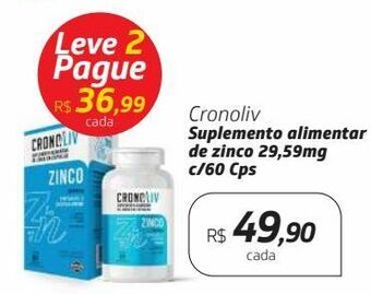 Drogal Cronoliv suplemento alimentar de zinco 29,59mg c/60 cps oferta