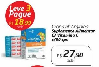 Drogal Cronovit arginina suplemento alimentar c/ vitamina c c/30 cps oferta