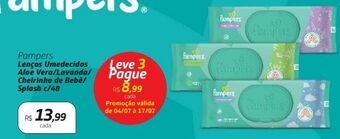 Drogal Pampers lenços umedecidos aloe vera/lavanda/ cheirinho de bebê/ splash c/48 oferta