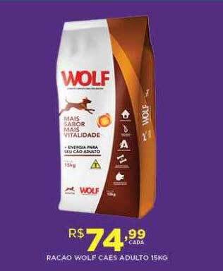 DB Supermercados Racao Wolf Caes Adulto oferta