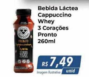 Hiper Moreira Bebida Láctea Cappuccino Whey 3 Corações Pronto oferta