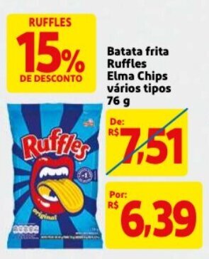 Mercado Extra Batata frita Ruffles Elma Chips varios tipos 76g oferta