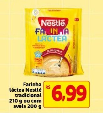 Mercado Extra Farinha lactea Nestle Tradicional 210g ou com aveia 200g oferta