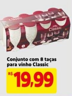 Mercado Extra Conjunto com 8 tacas para vinho Classic oferta