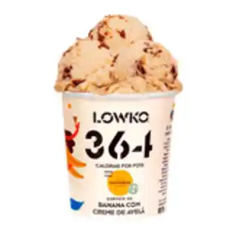 Sorvete de banana com creme de avelã lowko pote 455ml