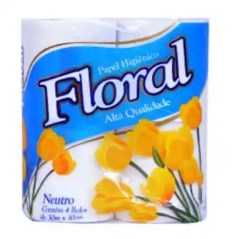 Papel higiênico neutro floral folha simples 30m 4 unidades