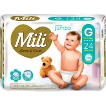 Rede Compras Fralda descartável infantil mili love & care g pacote 24 unidades oferta