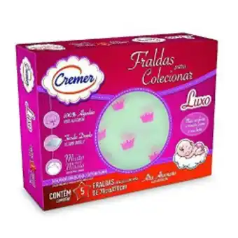 Fralda cremer luxo estampada rosa pacote 5 unidades