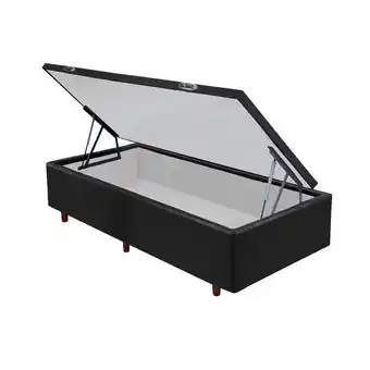 Base box baú para cama solteiro 88x44cm corino preto - cristalflex