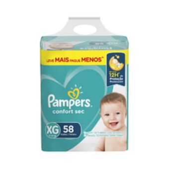Supermercados Pague Menos Fralda pampers confort sec fortbag xg com 58 unidades oferta