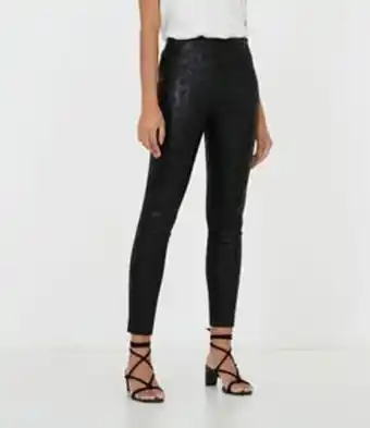 Calça legging animal print com ziper lateral