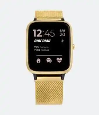 Relógio mormaii smartwatch com display lcd e pulseira em aço molifeam/7d