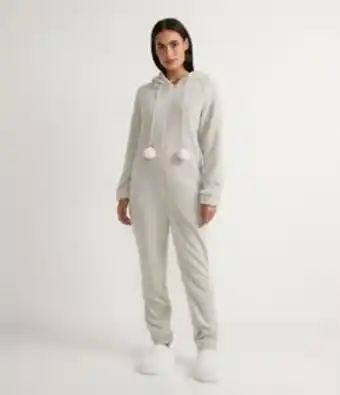 Pijama macacão em fleece com capuz de gatinho