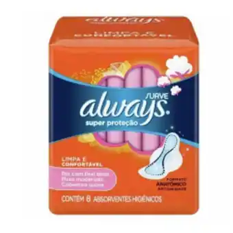 Asun Absorvente always super proteção suave com abas c/ 8 unids. oferta