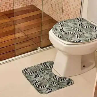 Jogo tapete para banheiro 2 peças folhagens verde tapetes júnior