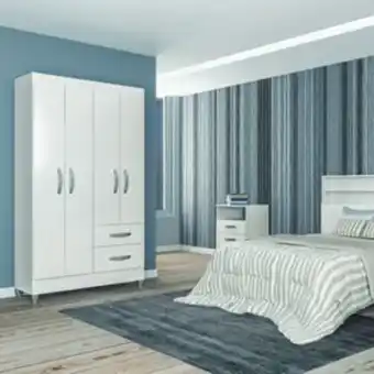Lojas Certel Guarda roupa certel atualle 4 portas 2 gavetas branco oferta