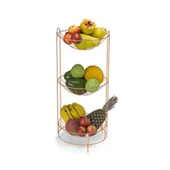 Fruteira de chão com 3 cestos rose gold - arthi