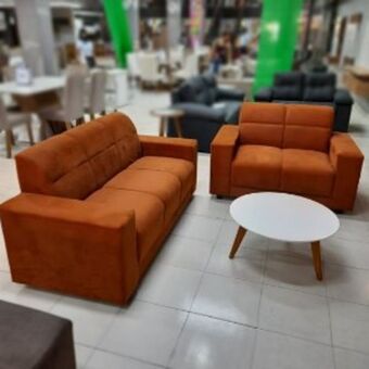 Lojas Guido Conjunto estofado miami 2 e 3 lugares tc veludo gardenia /telha oferta