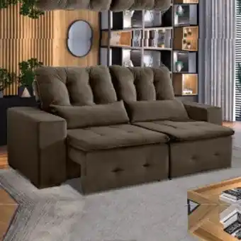 Lojas Guido Sofá 3 lugares jw berlim 2,12m retrátil e reclinável tec v07 vel/sued ./chocolate oferta