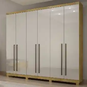 Lojas Guido Roupeiro 6 portas kratos mdf (largura 2,38m) com pés /feijo /off-white oferta