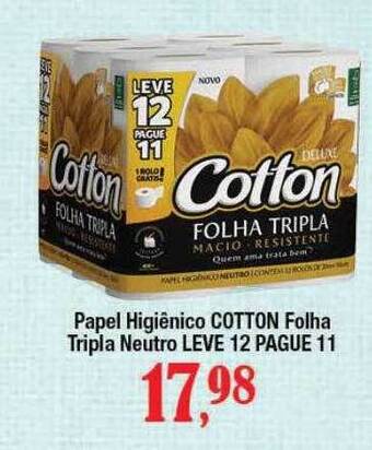 Supermercados Unidos Papel Higiênico Cotton Folha Tripla Neutro oferta