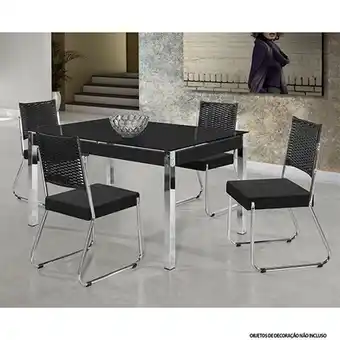 Armazém Paraíba Conjunto de mesa sala de jantar aço nobre formato 4 cadeiras aço/mdp preto oferta