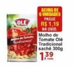 Rossi Supermercado Molho de Tomate Ole tradicional sache 300g oferta