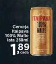 Rossi Supermercado Cerveja Itaipava 100% Malte lata 269ml oferta