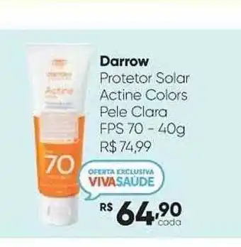 Drogaria São Paulo Darrow Protetor Solar Actine Colors Pele Clara Fps 70 oferta