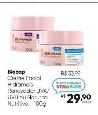 Drogaria São Paulo Biocap Creme Facial Hidramais Renovador Uva-uvb Ou Noturno Nutritivo oferta