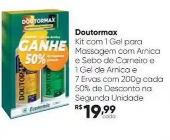 Drogaria São Paulo Doutormax Kit Com 1 Gel Para Massagem Com Arnica E Sebo De Carneiro E 1 Gel De Arnica E 7 Ervas Com Cada 50% De Desconto Na S oferta