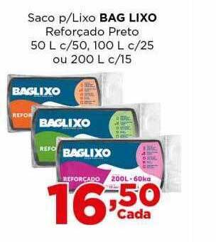 Saco P Lixo Bag Lixo Reforçado Preto 50 L C 50 100 L C 25 Ou 200 L C 15