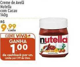 Supper Rissul Creme De Avelã Nutella Com Cacau oferta
