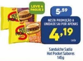 Arena Atacado Sanduiche Sadia Hot Pocket Sabores 145g oferta