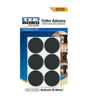 Feltro adesivo 12 unidades preto tekbond 30mm 23701003000