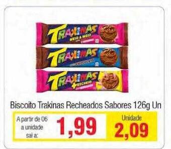 Spani Atacadista Biscoito Trakinas Recheados Sabores oferta