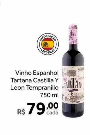 Verdemar Supermercado Vinho Espanhol Tartana Castilla Y Leon Tempranillo oferta