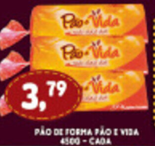 Supermercados Cristal Pao de Forma Pao e Vida 450g cada oferta