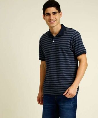 Polo masculina listrada manga curta mr