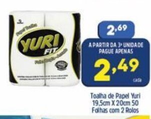 Arena Atacado Toalha de papel Yuri 19.5cm x 20cm 50 folhas com 2 rolos oferta