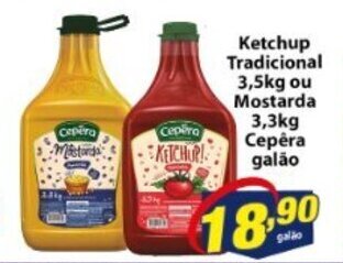 Vencedor Atacadista Ketchup Tradicional 3.5kg ou Mostarda 3.3kg Cepera galao oferta