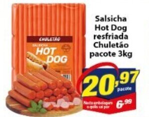 Vencedor Atacadista Salsicha Hot Dog Resfriada Chuletao pacote 3kg oferta