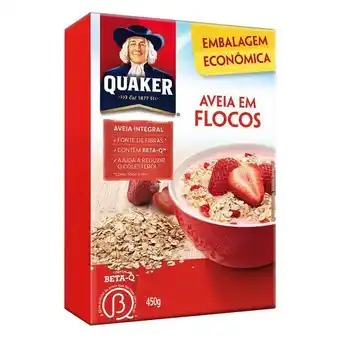 Carrefour Aveia em flocos regulares quaker caixa 450g embalagem econômica oferta