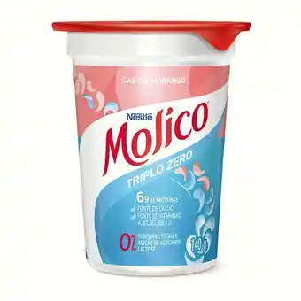 Carrefour Iogurte molico 6g proteína morango triplo zero lactose sem adição de açúcar copo 140 g oferta