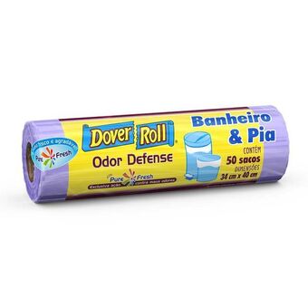 Carrefour Saco para lixo dover roll banheiro e pia odor defense lilás rolo com 50 sacos oferta